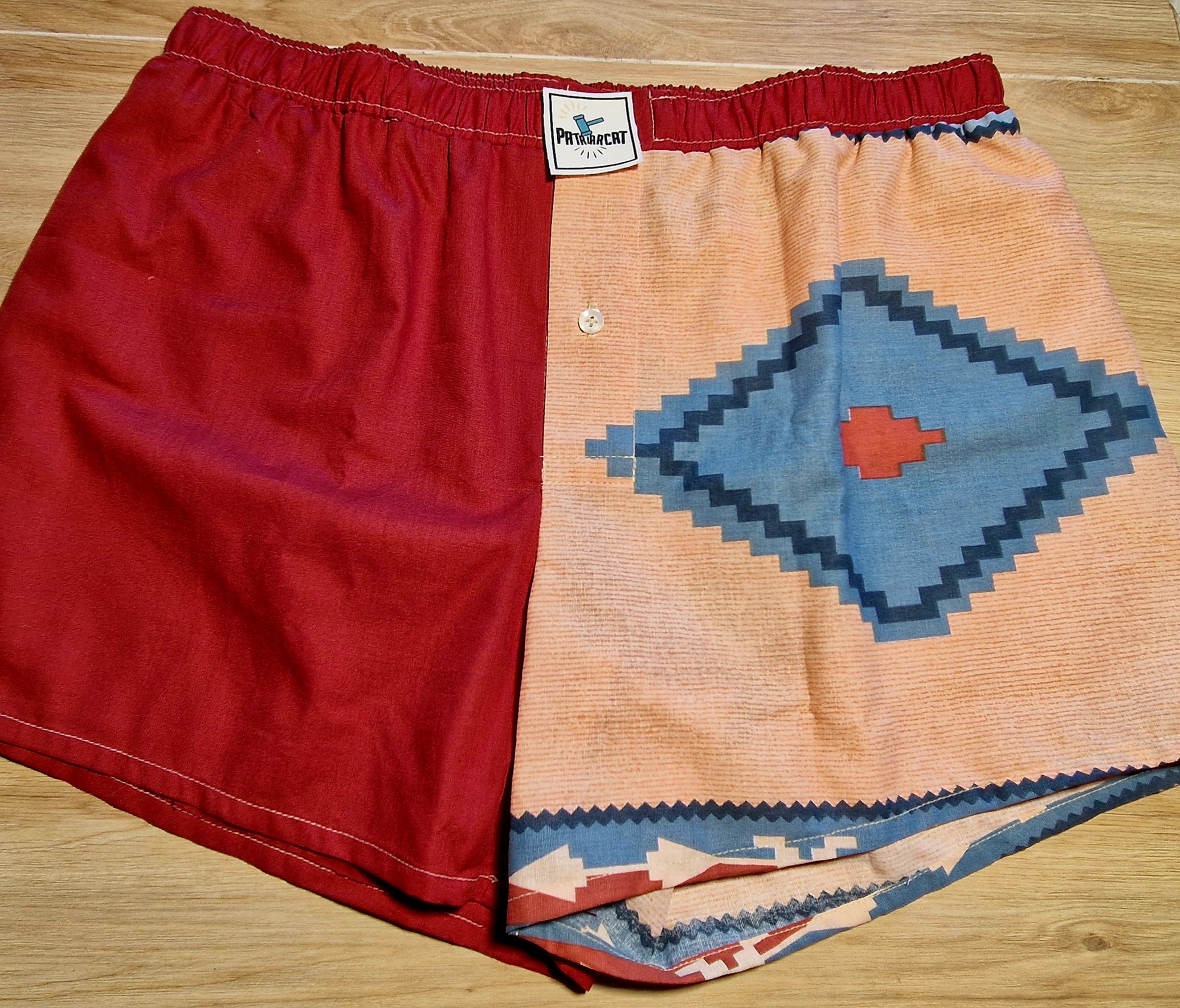 Caleçon bi-goût terracotta et motif ethnique — Patch à choisir