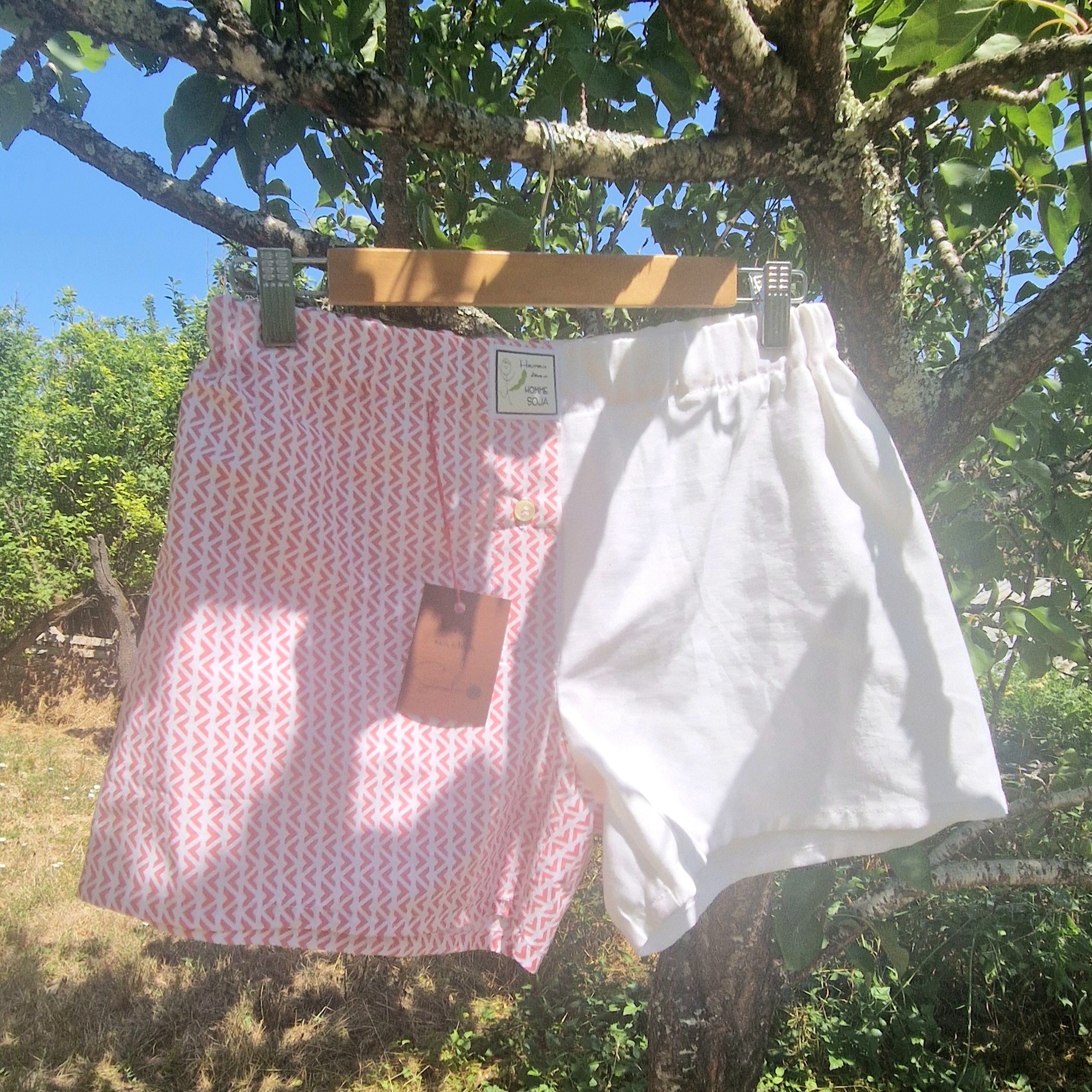 Caleçon bi-goût blanc et rose — Homme soja